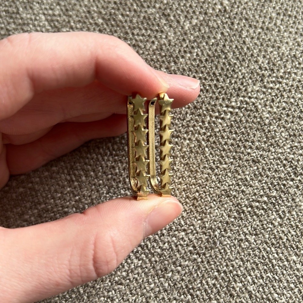 Lizard Thicket Gold Star Elongated Hoops
